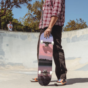 Roze Caribische Zonsondergang Boven Rustige Zee 1 Skateboard