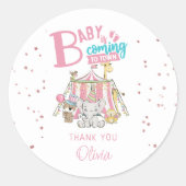 Roze carnaval Circus Baby shower Sticker (Voorkant)