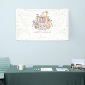 Roze Carnaval Circus Kind verjaardagsfeestje Spandoek (Beurs)