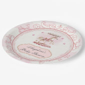 Roze Carrousel- Baby shower Groot Bord (Gekanteld)