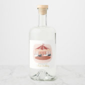 Roze carrousel Birthday Gift Labels Liquor Bottle  Likeurfles Etiket (Voorkant)