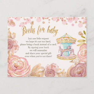 Roze Carrousel Glitter Boeken voor Baby Kaart