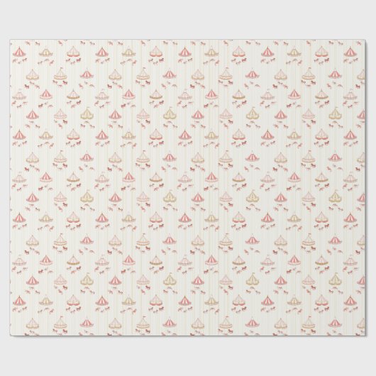 Roze Carrousel Verpakkingsdocument Cadeaupapier (Vlak)