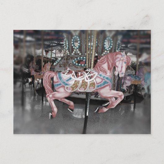 Roze carrouselpaard briefkaart (Voorkant)