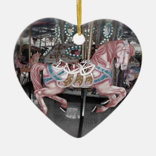 Roze carrouselpaard keramisch ornament (Voorkant)
