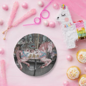Roze carrouselpaard papieren bordje (Feest)