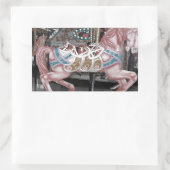 Roze carrouselpaard rechthoekige sticker (Tas)