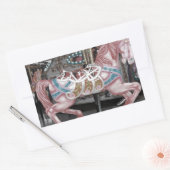 Roze carrouselpaard rechthoekige sticker (Envelop)
