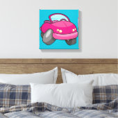Roze Cartoon Auto Canvas Afdruk (Insitu (Slaapkamer))