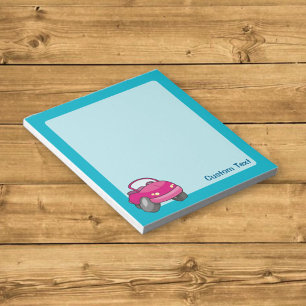 Roze Cartoon Auto Notitieblok