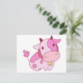 Roze Cartoon Briefkaart (Staand voorkant)