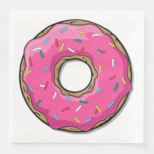 Roze Cartoon Donut met springen Servet