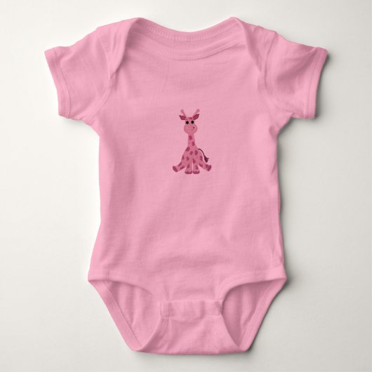 Roze Cartoon Giraffe Romper (Voorkant)