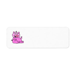 Roze Cartoon Roze Terugkeeradres label