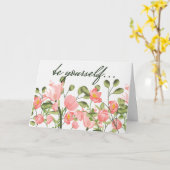 Roze Cartoon voor moed Kaart (Gele Bloem)