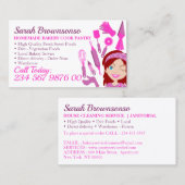 Roze Cartoon Vrouw Blauwe Ogen Bakkerijkdarm Visitekaartje (Voorkant / Achterkant)