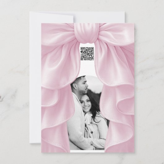 Roze Cascade Ruffle Bow Bruids bruiloft Dank u Kaart (Achterkant)