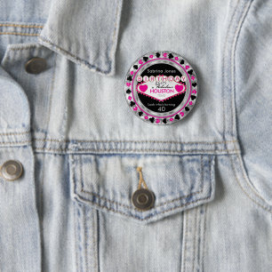 Roze Casino Birthday Party - DIY City & State Ronde Button 5,7 Cm