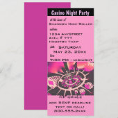 Roze Casino Night Theme Party nodigt uit Kaart (Voorkant / Achterkant)