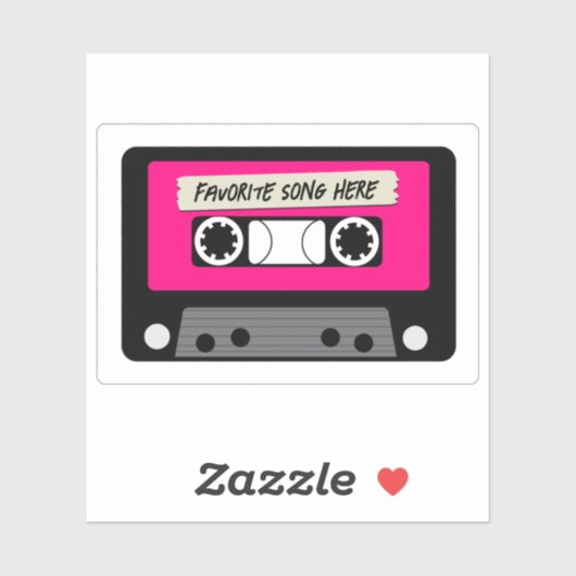 roze cassette, geëigend gesneden vinylSticker Sticker (Vel)