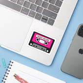 roze cassette, geëigend gesneden vinylSticker Sticker (Laptop met iPhone)
