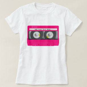 Roze Cassettebandje Personaliseerbare Girly T-shirt