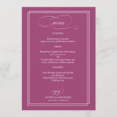 Roze Cassis Elegant Bruiloft Menu (Voorkant)