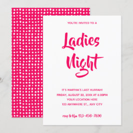 Roze Casual script | Ladies Night Vrijgezellenfees Kaart