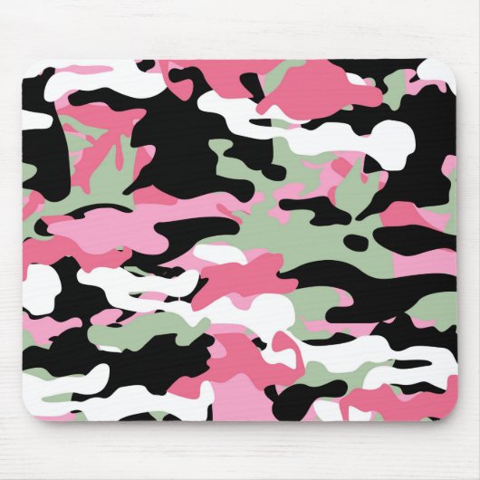 Roze & Celadon Groene Camo Mousepad Muismat (Voorkant)