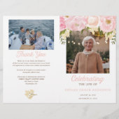 Roze Celebratie van het Leven Vouwbaar Rouwprogram Flyer (Voorkant)