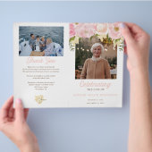 Roze Celebratie van het Leven Vouwbaar Rouwprogram Flyer (Hand)