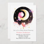 Roze Celestial Night Sky Meisje Baby shower Kaart (Voorkant / Achterkant)