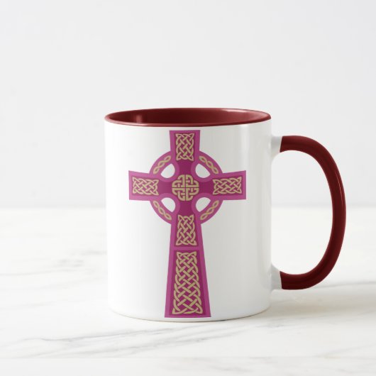 Roze Celtic Cross Glass Mok (Rechts)