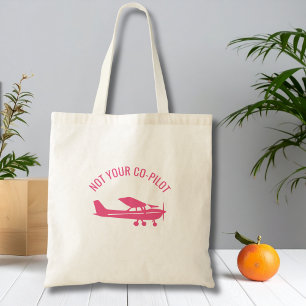 Roze Cessna Vliegtuig Niet Jouw Co-Piloot Grappige Tote Bag