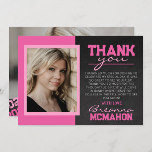 Roze Chalkboard Afstuderen foto dank u kaart