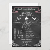 Roze Chalkboard Wedding Shower Uitnodiging (Voorkant / Achterkant)