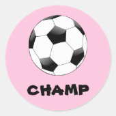 Roze champ-stickers ronde sticker (Voorkant)