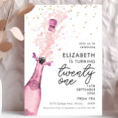 Roze Champagne 21ste verjaardag Uitnodiging