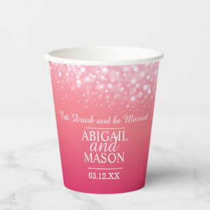 Roze champagne aangepast bruiloft papieren bekers
