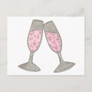 Roze Champagne Bewaar de Datum Trouw Bruid Bruideg Aankondigingskaart