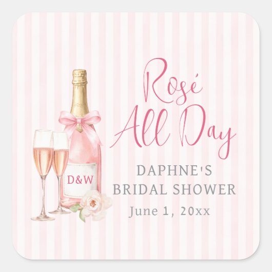 Roze Champagne Bruidsdouche Sticker (Voorkant)
