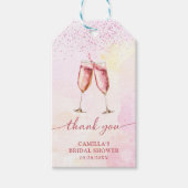 Roze Champagne Bruiloftsfeestje Cadeaulabel (Voorkant)