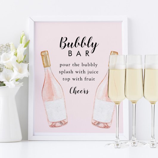 Roze Champagne Bruisende Bar Sign Poster