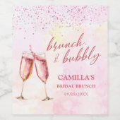 Roze Champagne Brunch En Bruisende Bruidsfeest Wijn Etiket (Enkel label)