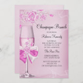 Roze Champagne Brunch Uitnodiging (Voorkant / Achterkant)