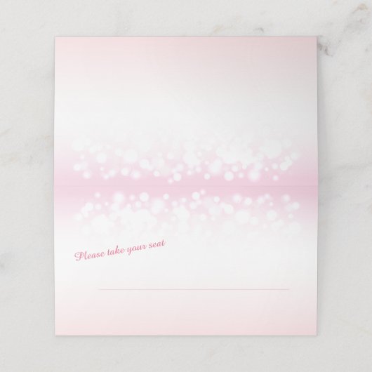 Roze champagne bubbels grafische gast plaats kaart (Buitenkant ongevouwen)