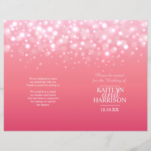 Roze champagne bubble trouwprogramma (Voorkant)