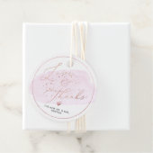 Roze Champagne Bubbles, Waterverf Dank u Bedankjes Labels (In situ)