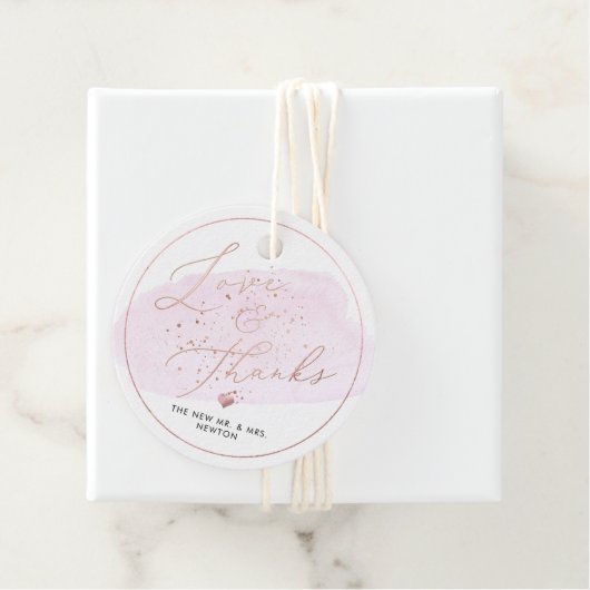 Roze Champagne Bubbles, Waterverf Dank u Bedankjes Labels (In situ)