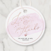 Roze Champagne Bubbles, Waterverf Dank u Bedankjes Labels (Voorkant)